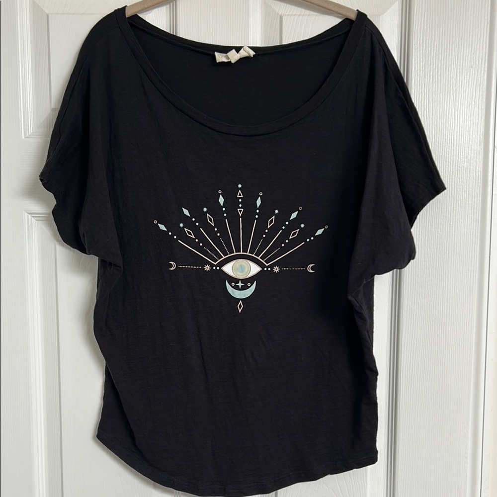 Women's Black Graphic Eye Tee
